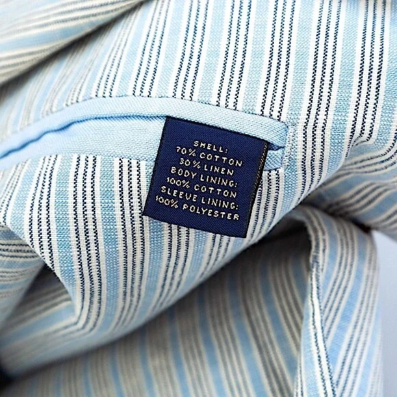 Brooks Brothers men’s sport coat blazer jacket linen blend vertical stripe M
